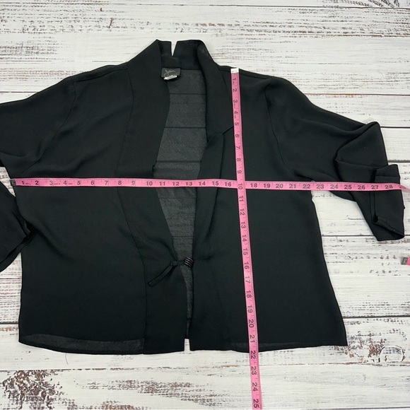 Jila Women’s size Medium Black Sheer Kimono Tie Front Jacket - Picture 9 of 13